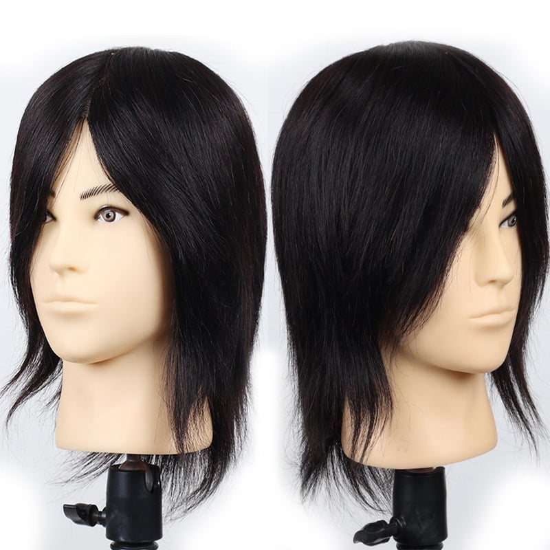 simnient Male Mannequin Head Training Head,100% Real Human Hair for Hairdressers Manikin Head for Hair Styling and Practice,Hair Stylists,Cosmetologist,Barber Shop (12 inch Classical Black) - Image 3
